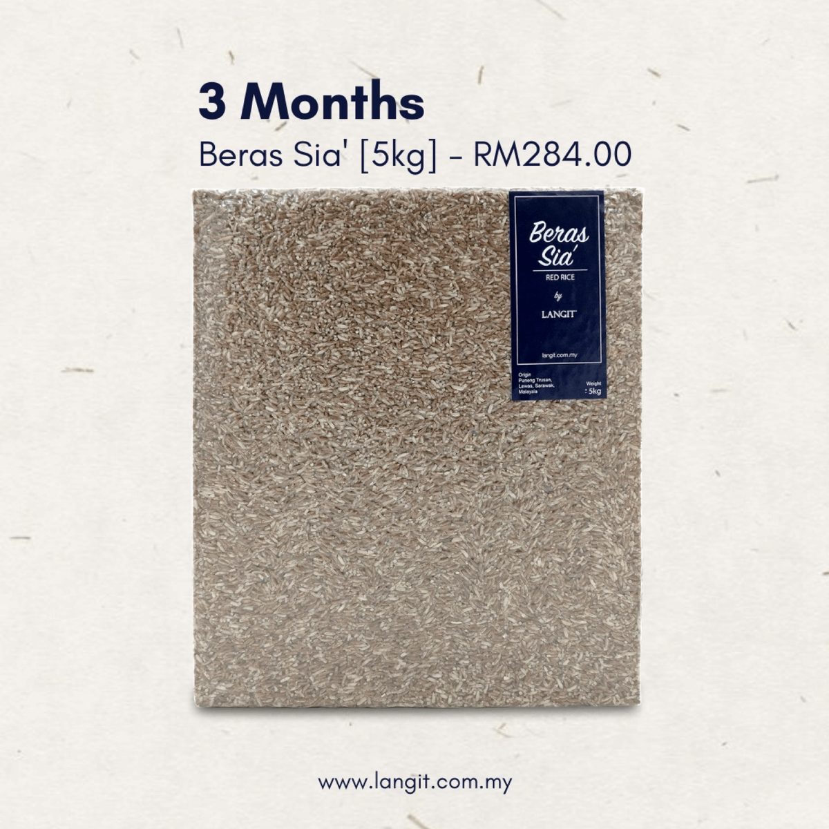 SUBSCRIBE 3 MONTHS – 5kg Beras Sia’